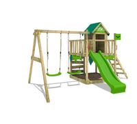 FATMOOSE JazzyJungle Jam XXL Wooden ClimbingFrame SuperSwing & light green Slide
