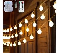 FATONESA Battery Operated & USB Powered 2 in 1 Globe String Lights with Remote, 19.7 FT 40 LED Waterproof Timer 8 Modes Fairy String Lights for Christmas Party Patio Indoor Outdoor, Warm White, 6M
