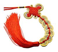 fatteryu Chinese Knot Feng Shui Lucky Wealth 3/6/8/9/10 Coins For Home Car Hanging Tassel
