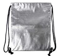 fatteryu Waterproof Drawstring Backpack Bag PU Leather Women Sport Gym Bags Silver