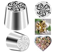 FATUXZ Extra-Large Russian Piping Tips,Stainless Steel Large Cake Decorating Piping Tips,Rose Flower Frosting Piping Tips for Cupcake Decorating,Floral Icing Nozzles,Icing Tips,Pastry Tips,SL63