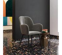 fatwa velvet accent chair with black metal legs in grey