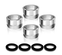 Faucet Adapter, 4 Pcs Tap Adapter 22mm Male Thread to 18mm Female Thread Faucet Aerator Connector with Gasket Water Hose Adapter for Kitchen Sink Water Filter