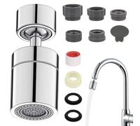 Faucet Aerator,360 Degree Rotate Tap Aerator,2-Function Tap Adapter for Kitchen Sink,11 Pcs Faucet Adapter Attachment Kit with Adapters Anti Splash Attachment,22mm Female Thread Kitchen Tap Spray Head