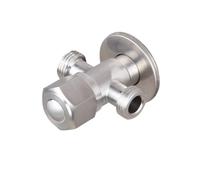 Faucet Angle Valve 2 PCS Stainless Steel Bathroom Triangle Valve Faucet Accessories Two Way Angle G1/2 Thread(Silver Double)
