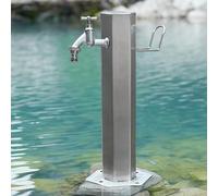 Faucet Antifreeze Anti Rust Water Column,Stainless Steel Outdoor Water Column FountainAntique Style Silver Stainless Steel Outdoor Water Column with Angled Base Small Size Elegant Garden Fou