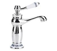 Faucet Antique Brass Floral Pattern Single Handle Mixer Tap with Standard Fittings Cold/Hot Water Faucet for Bathroom (Chrome)