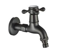 Faucet-Antique Brass Wall Mount Bibcock Tap Mop Laundry Sink Cold Water Tap Black