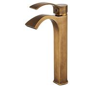 Faucet Antique Brass Waterfall Bathroom Basin Faucets,Waterfall Brass,Faucet Compatible with Sink V-intage,Black water-tap