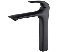 Faucet Basin Mixer Tap Waterfall Tall Bathroom Sink Taps, Single Handle Single Hole Widespread Counter top Lavatory faucets, Brass Chrome Basin Sink Tap (Color : Black)
