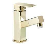 Faucet Bathroom Tap with Pull-Out Spray, Gold Faucet, Hot and Cold Water, Brass Telescopic Basin, Faucets, A (a) Water Tap