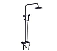 faucet bathroom waterfall rain set copper and black retro bath mixer shower wall spray hand adjusting the height round