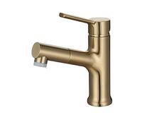 Faucet Bathroom with Pull Out Spray 360°Rotatable Hot and Cold Water Sink Taps Mode Single Handle Mixer Faucet Lavatory Vanity Basin Faucets,Brushed Gold，Brushed Gold