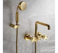 Faucet Bathtub Shower Systems Bathtub Faucets Bath Shower Set Shower Set Bathtub Mixer Faucet Dual Contral Shower Screen Wall Mount for Bathroom Gold-Gold