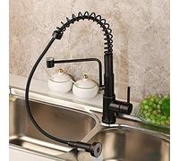 Faucet Black Orb Rotary Nozzle Spring Spray Solid Brass Chrome Polished Pull Out Kitchen Faucet Deck Installation Water Kitchen Faucet,