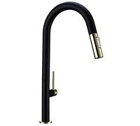 Faucet, Brass Pull Out Sink Taps with Dual Function Sprayer, 360 Degree Rotation Single Handle Hot and Cold Water Mixer Tap,Black,Black D