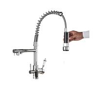 Faucet Brushed Nickel Kitchen Faucet Filter Purification Water Kitchen Faucets Dual Spout Spring Pull Down Hot Cold Water Mixer Tap Kitchen Faucet