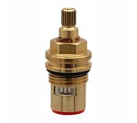 Faucet Cartridge Replacement, Brass Ceramic Stem Disc Cartridge Quarter Turn G1/2" x 43mm x 8mm Spline Length for Kitchen Bathroom Shower Tap (Red-52mm)