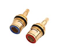 faucet cartridge replacement Ceramic Tap Cartridges Replacement Brass Ceramic Disc Tap Valve Insert Gland Cartridge Quarter Turn 3/4"" 20 Spline Red(Red+blue)