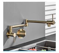 Faucet, Chrome Nickel Black Brass Pot Filler Tap Wall Mounted Kitchen Faucet Single Cold Single Hole Tap Rotate Folding Spout,A-Brushed Gold-G