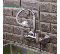 Faucet de Montage Mural 304 en Acier Inoxydable, Mur, Cuisine Murale, Multifonction, Eau Chaude Froide, Pivot Universel, évier, buanderie de Balcon, Robinet-b (b)