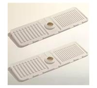 Faucet Drain Tray Mat, Kitchen Sink Drip Plate, Dishwashing Soap Sponge Holder for Countertop Bathroom 2Pcs(Cream Color)
