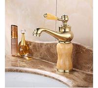 Faucet Durable Beige Jade Contemporary Handle Tall Vessel Sink Bathroom Faucet Basin Mixer Tap Bamboo Festival Easy to Clean (Color : Beige, Size : S) (Color : Beige, Size : Small)