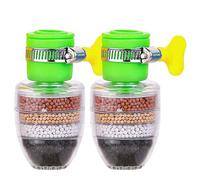 Faucet Filter 2PCS 1.6 X3.3 Inch 6 Layer Activated Carbon Faucet Water Filter Splash-Proof 360 ° Rotating Charcoal Water Universal Tap Fit for 16mm-2.3cm Outlet Green