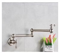Faucet, Foldable Kitchen Faucet Single Cold Single Hole Sink Tap Rotate Folding Spout Brass Pot Filler Tap Wall Mounted,Brushed Nickel A-Q