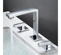 Faucet for Bathroom Sink 3 Hole,Faucet Bathroom Sink Brass,2-Handle Bathroom Sink Faucet,3 Hole Faucet for Bathroom Sink,Bathroom Sink Faucet Hot and Cold Water Mixer,White (Color : Cromo)