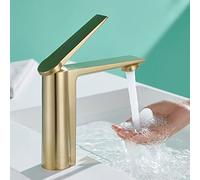 Faucet for Bathroom Sink Copper Single Handle One Hole Basin Mixer Taps Ceramic Valve Core Lavatory Vanity Vessel Faucets Washroom Cloakroom Tap for,Brushed Gold