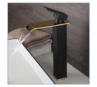 Faucet, Gold Black Bathroom Basin Sink Faucet Brass Waterfall Faucets Single Lever Deck Mounted Mixer Hot Cold Water Mixer Tap