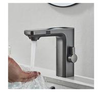 Faucet, Grey Smart Sensor Basin Faucet Digital Display Screen Hot Cold Water Mixer Tap Vanity Touch Faucet Compatible with Bathroom Basin
