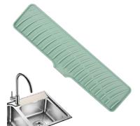 Faucet Guard & Draining Mat, Silicone Kitchen Sink Splash Guard, Tap Guard and Draining Mat Around Tap, Tidy Splash Faucet Mat Handle Drip Catcher Tray for Kitchen Sink Countertop (Green)