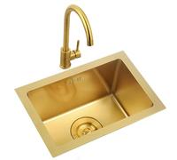 Faucet HJYBFA Combo for Small Areas Gold Stainless Steel Dishwashing Basin Compact Kitchen Undermount Restaurant Studio HJYBFA(45 * 45cm)