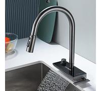 Faucet Kitchen Extendable, Kitchen Faucet with Shower Extendable Brass Rotating Multifunctional Kitchen Faucet, Grey
