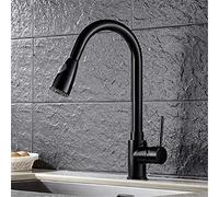 Faucet Kitchen Faucets Brass Chrome Pull Out Mixer Tap 2 Way Function Water Deck Mounted Single Handle Sink Crane with Aerator,Golden(Black) water-tap