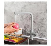 Faucet, Kitchen sink Faucet Seven Letter cold and hot water mixer tap Rotation Water Purification Double Handle