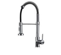 Faucet Kitchen Tap Brass 360°Rotation Sink Mixer Spring Type Pull-Out Taps There is an Adjustment Function Button at The Nozzle,Gold(Chrome) water-tap
