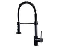 Faucet Kitchen Tap Brass 360°Rotation Sink Mixer Spring Type Pull-Out Taps There is an Adjustment Function Button at The Nozzle,Gold(Black) water-tap