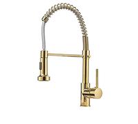 Faucet Kitchen Tap Brass 360°Rotation Sink Mixer Spring Type Pull-Out Taps There is an Adjustment Function Button at The Nozzle,Gold(Gold) water-tap