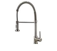 Faucet Kitchen Tap Brass 360°Rotation Sink Mixer Spring Type Pull-Out Taps There is an Adjustment Function Button at The Nozzle,Gold(Nickel) water-tap