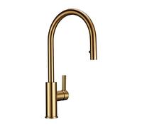 Faucet Luxury Matt Old Brushed Golden Brass Kitchen Faucet Hot and Cold Water Round Spout Single 360 Rotatable Kitchen Faucet Smart Faucet (Brushed Old Gold)