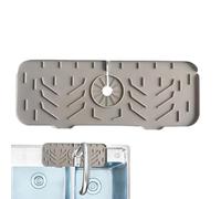 Faucet Mat, Drip Catcher Tray, 1x14x36.8cm/0.39x5.51x14.49 Inches 168g Non Slip Handle, Silicone Drying Mat, Splash Guard, Gray, 1 Piece Kitchen and Bathroom Use Silicones