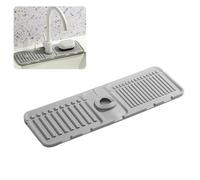 Faucet Mat for Kitchen Sink - 2024 Upgraded Premium Silicone Splash Guard with Fast Drying Properties - Protective Sink Tray Ideal for Stone Sinks in Kitchen & Bathroom (1, Gray)
