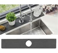 Faucet Mat for Kitchen Sink, Diatomite Fast Drying Stone Sink Tray, Super Absorbent Stone Splash Guard Drip Mat for Kitchen and Bathroom Counter (Square, Dark Grey, 60x10cm)