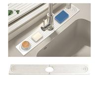 Faucet Mat for Kitchen Sink, Long Size Diatomite Fast Drying Stone Sink Tray, Super Water Absorption, Prevent Moisture Accumulation, Splash proof bathroom counter faucet (White, 23.6×3.9Inch)