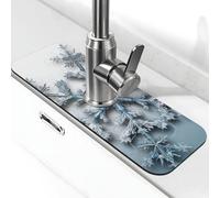Faucet Mat for Kitchen Sink Splash Guard Super Absorbent Faucet Draining Mat Transparent Snowflake Behind Faucet Drip Catcher Tray Drying Mat Pad for Bathroom Sink Mat 14 X 38 cm