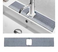 Faucet Mat for Kitchen Sink, Stone Faucet Mat for Kitchen Sink Tray 17.71*3.94*0.35in Square Hole Prevents Moisture Buildup Suitable for Bathroom Countertop Faucet Around Sink Light Gray