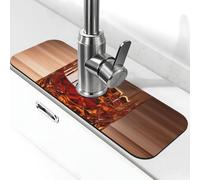 Faucet Mat for Kitchen Sink Super Absorbent Diatomite Fast Drying Stone Draining Mat 15" x 5.5" Non-slip Drain Pad Sink Mat Brown Liquor in Cup Dish Drying Mat for Kitchen Bathroom Counter
